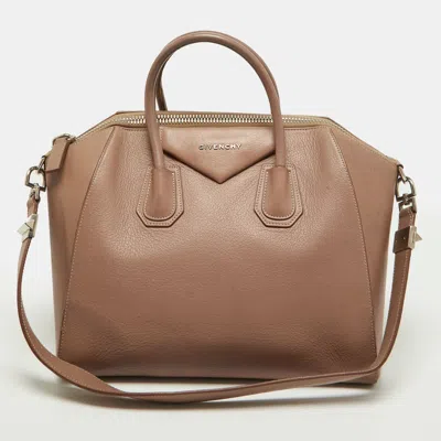 Pre-owned Givenchy Antigona Medium Old Rose Leather Satchel In Pink