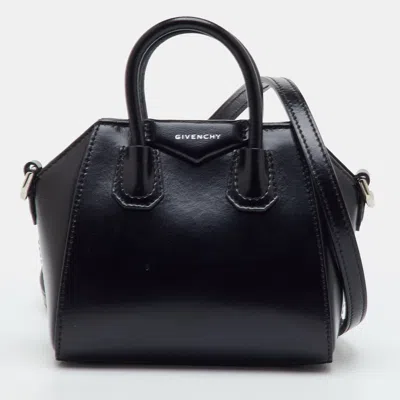 Pre-owned Givenchy Antigona Micro Black Leather Crossbody Bag