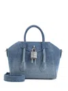 Givenchy Antigona Lock Mini Top-handle Bag In Faded Denim In Blue