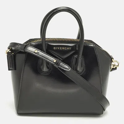 Pre-owned Givenchy Antigona Mini Black Glossy Leather Satchel