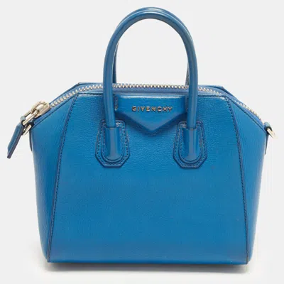 Pre-owned Givenchy Antigona Mini Blue Leather Satchel