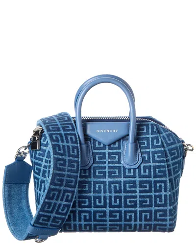 Givenchy Antigona Mini Denim & Leather Satchel In Blue