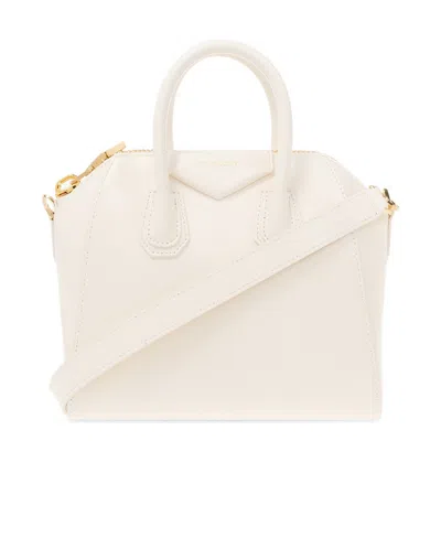 Givenchy Mini Antigona Bag In Box Leather In White