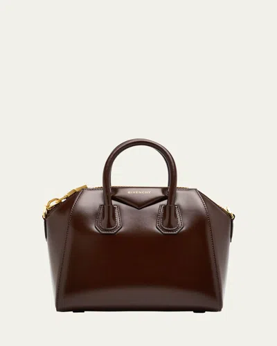 Givenchy Antigona Mini Top Handle Bag In Box Leather In Ebony Brown