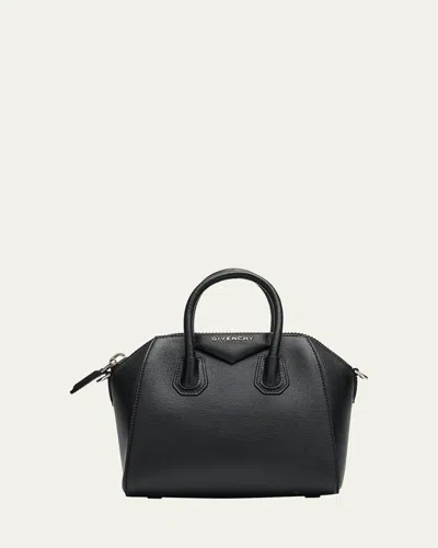 Givenchy Antigona Mini Top Handle Bag In Grained Leather In Black