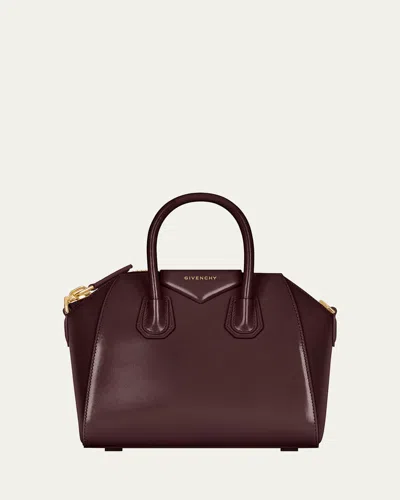 Givenchy Antigona Mini Top-handle Bag In Patent Leather In Burgundy