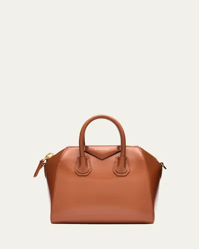 Givenchy Antigona Mini Top-handle Bag In Patent Leather In Light Brown