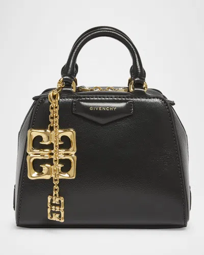 Givenchy Antigona Nano Cube Top-handle Bag In Tumbled Leather With 4g Liquid Charm In Black