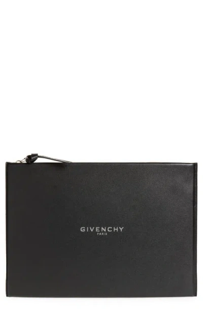 Givenchy Antigona Padded Leather Zip Pouch In Black