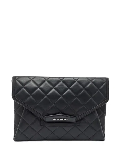 Pre-owned Givenchy Antigona Quilted Clutch Bag In Black