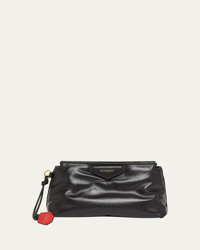 Givenchy Antigona Slouchy Clutch Bag In Leather In Black