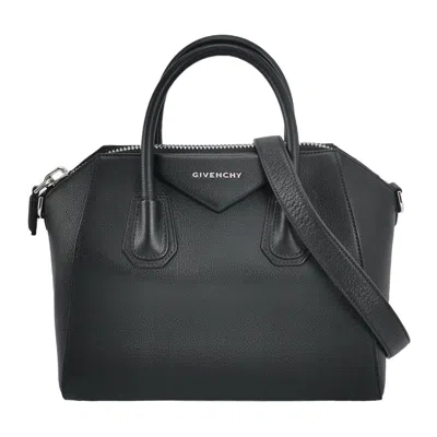 Pre-owned Givenchy Antigona Small Black Calfskin Leather Top Handle Bag With Strap