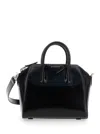 Givenchy Antigona Small Black Handbag With Laminated Logo In Hammered Leather Woman In Black