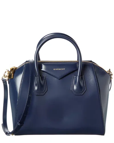 Givenchy Antigona Small Leather Satchel In Blue