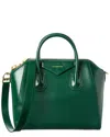 Givenchy Antigona Small Leather Satchel In Green