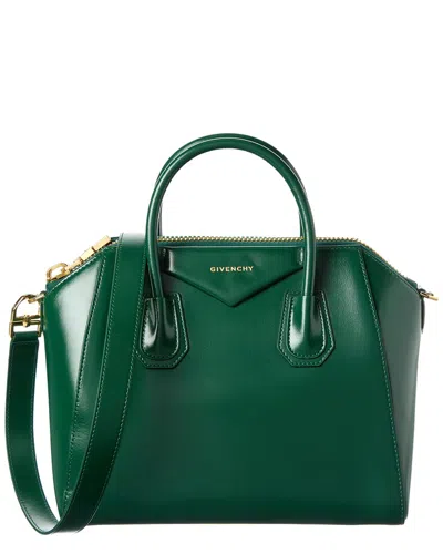 Givenchy Antigona Small Leather Satchel In Green