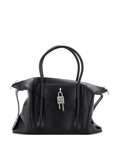 Pre-owned Givenchy Antigona Soft Lock Bag Leather Medium Satchel In Black