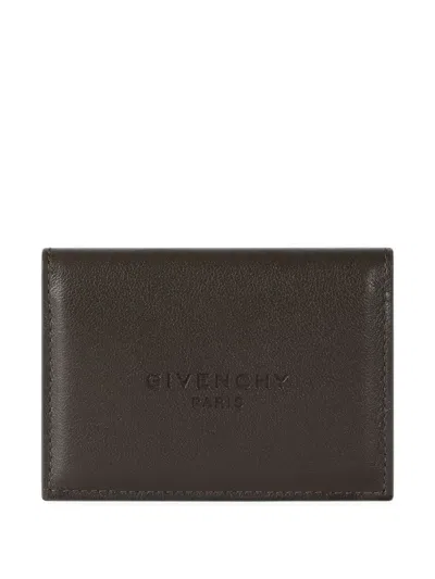 Givenchy Antigona Stamped Bicolor Flap Card Holder In Leather In Brown
