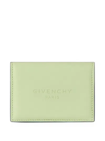 Givenchy Antigona Stamped Bicolor Flap Card Holder In Leather In Green