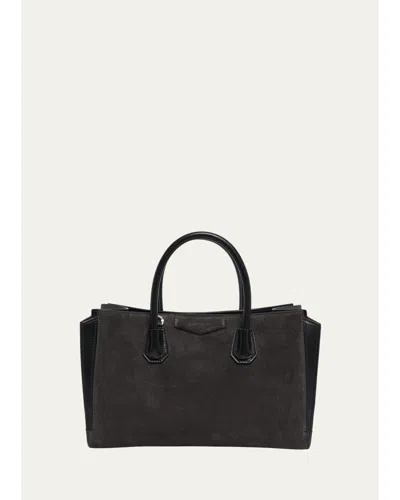Givenchy Antigona Suede & Leather Carryall Top-handle Bag In Dark Grey