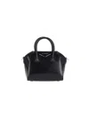 Givenchy Antigona Small Black Handbag With Laminated Logo In Hammered Leather Woman In Black  