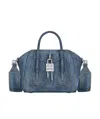 Givenchy Antigona Toy Lock Washed Denim Cloth Bag In Blue