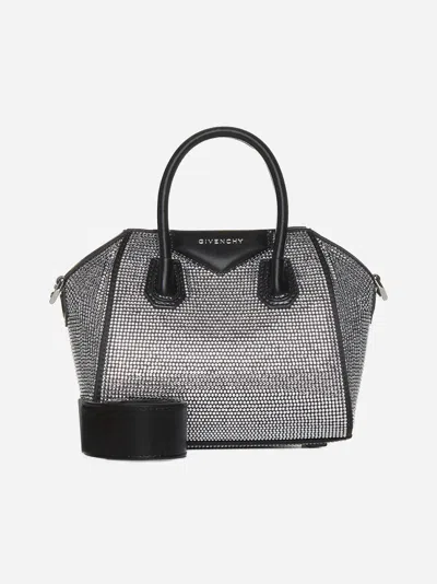 Givenchy 'antigona Toy' Bag With Rhinestones In Black,silver