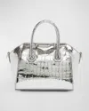 Givenchy Antigona Toy Top-handle Bag In Metallic Croc-embossed Leather In Light Silver