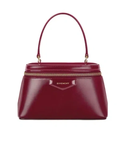 Givenchy Antigona Vanity Bag In Box Leather With Chain In Burgundy