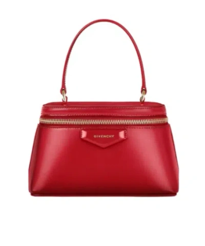 Givenchy Antigona Vanity Bag In Box Leather With Chain In Red