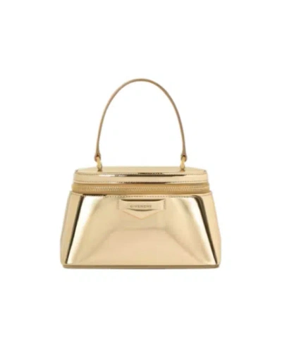 Givenchy Antigona Vanity Bag In Mirror Effect Leather With Chain In Gold