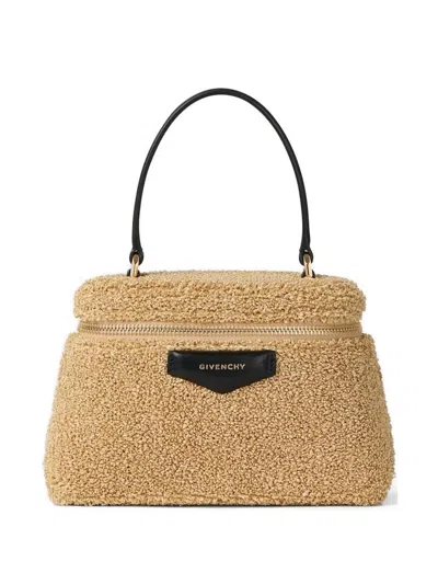 Givenchy Antigona Vanity Bag In Sponge Raffia With Chain In Brown