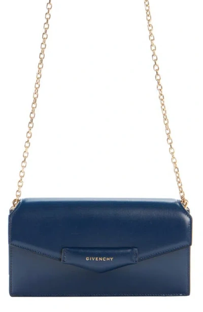 Givenchy Antigona Wallet On A Chain In Sapphire Blue