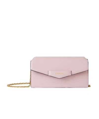 Givenchy Antigona Wallet On Chain In Box Leather In Light Pink