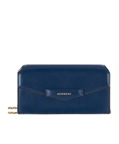 Givenchy Antigona Wallet On Chain In Box Leather In Blue