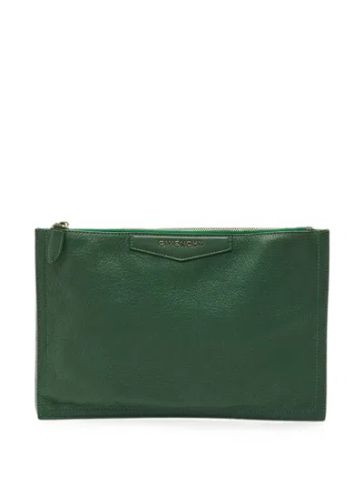 Pre-owned Givenchy Antigona Zip Clutch Bag In Green