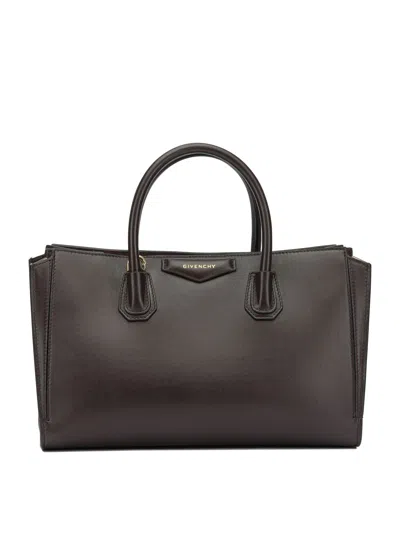 Givenchy Medium Antigona Catchall Bag In Shiny-grained Leather In Brown