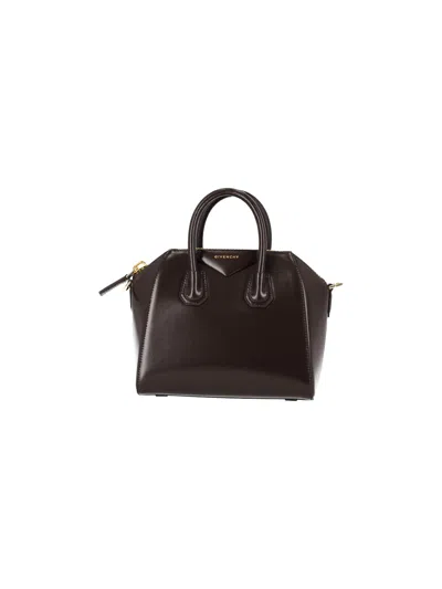 Givenchy Antigonia Mini Box Calfskin Handbag With Gold-tone Hardware In Brown