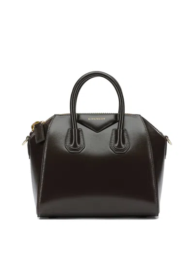 Givenchy Antigonia Mini Box Calfskin Handbag With Gold-tone Hardware In Black