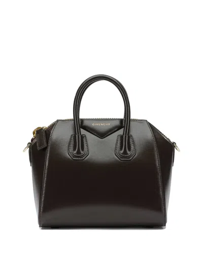 Givenchy Antigonia Mini Box Calfskin Handbag With Gold-tone Hardware In Black