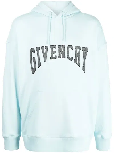 Givenchy Appliqué-logo Cotton Hoodie In Blue