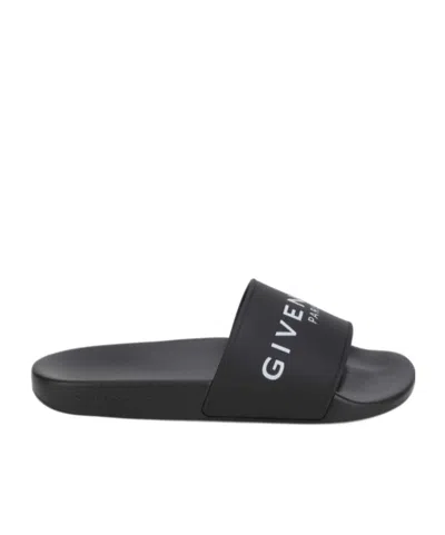 Givenchy Aqua Logo-print Slides In Black