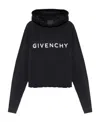 Givenchy Cropped Hoodie With Logo Print In Black