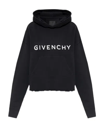 GIVENCHY GIVENCHY LOGO PRINTED CROPPED HOODIE