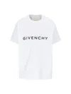 Givenchy White Crewneck T-shirt With Logo Print In Cotton Man