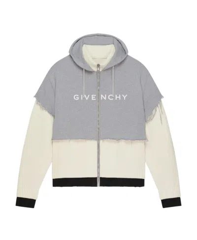 Givenchy Archetype Overlapping Effect Hooded Casual Jacket In Gray