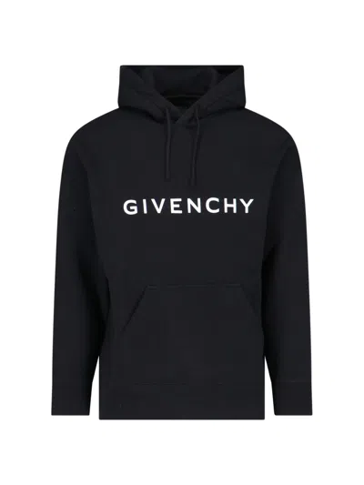 Givenchy Logo-printed Hooded Sweatshirt In Black