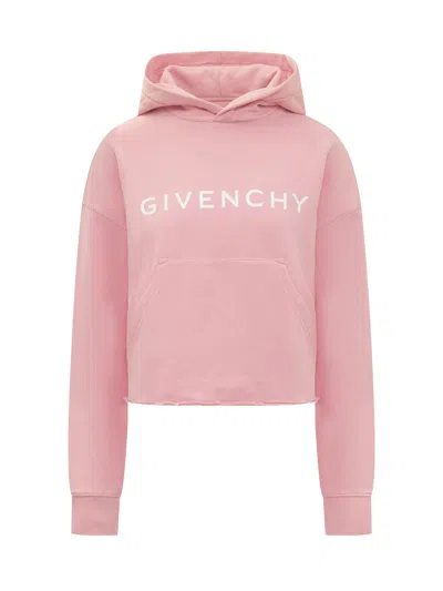 Givenchy Archetype Short Sweatshirt In Gauzed Fabric In Flamingo