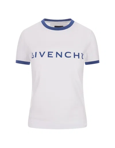 Givenchy Archetype Slim T-shirt In White/blue Cotton