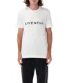 Givenchy White Crewneck T-shirt With Logo Print In Cotton Man